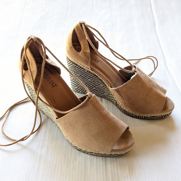 LANE BRYANT lace-up ankle wrap woven wedge platform sandals - Picture 10 of 10